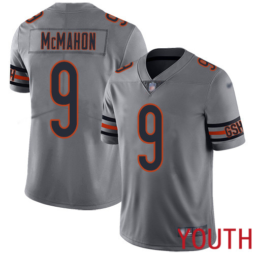 Chicago Bears Limited Silver Youth Jim McMahon Jersey NFL Football #9 Inverted Legend->youth nfl jersey->Youth Jersey